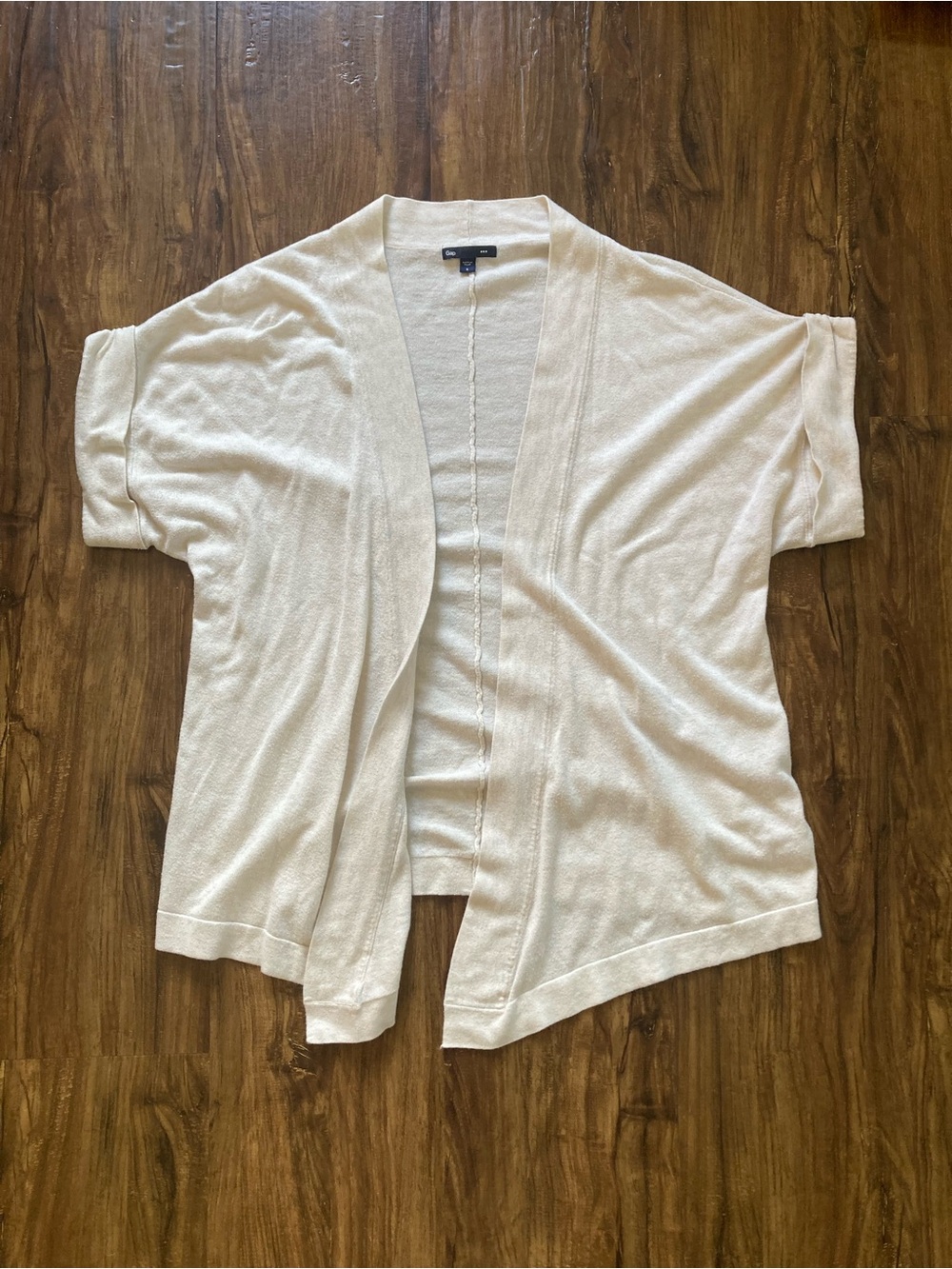 GAP Cream Open-Front Short Sleeve Cardigan Women’s Size Small Fall Layering